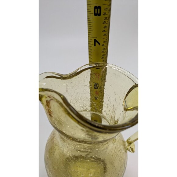 Kanawha Art Glass Crackle Glass Yellow Amber Pitcher - Picture 11 of 14